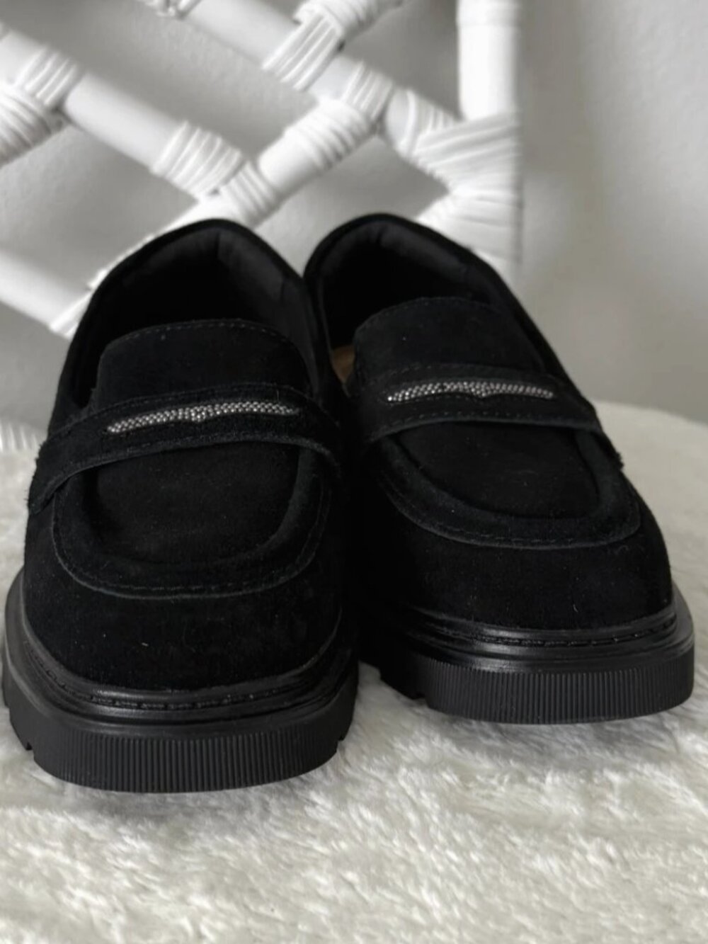 NWOB Clarks Lauryl Step Black Suede Penny Loafers Shoes Size 7 M - Picture 4 of 12